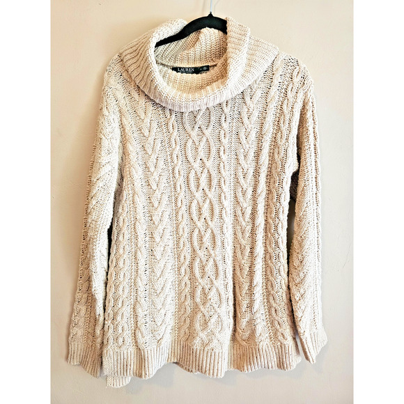 Lauren Ralph Lauren Sweaters - Lauren Ralph Lauren Cable Knit Turtleneck Fisherman cowl neck Sweater Women PL